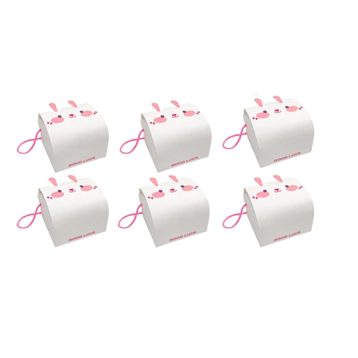 Set de 10 cutii cadou pentru Paste Keelyy, hartie, alb/roz, 8,5 x 8,5 x 7,5 cm