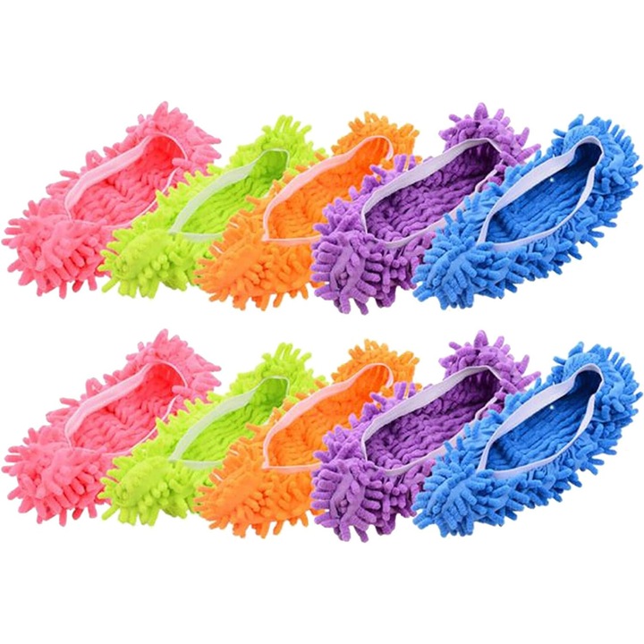 Set 10 papuci curatare podele, Sunmostar, Microfibra, Multicolor