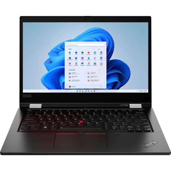 Laptop 2 in 1 Lenovo ThinkPad L13 Yoga Gen 2, 13.3" FHD IPS Touch Screen 300nits, Intel Core i7-1165G7 4-core, 16 GB DDR4, 256 GB SSD m2 PCIe, Intel Iris Xe Graphics, Aluminium Case 1.44 kg Black