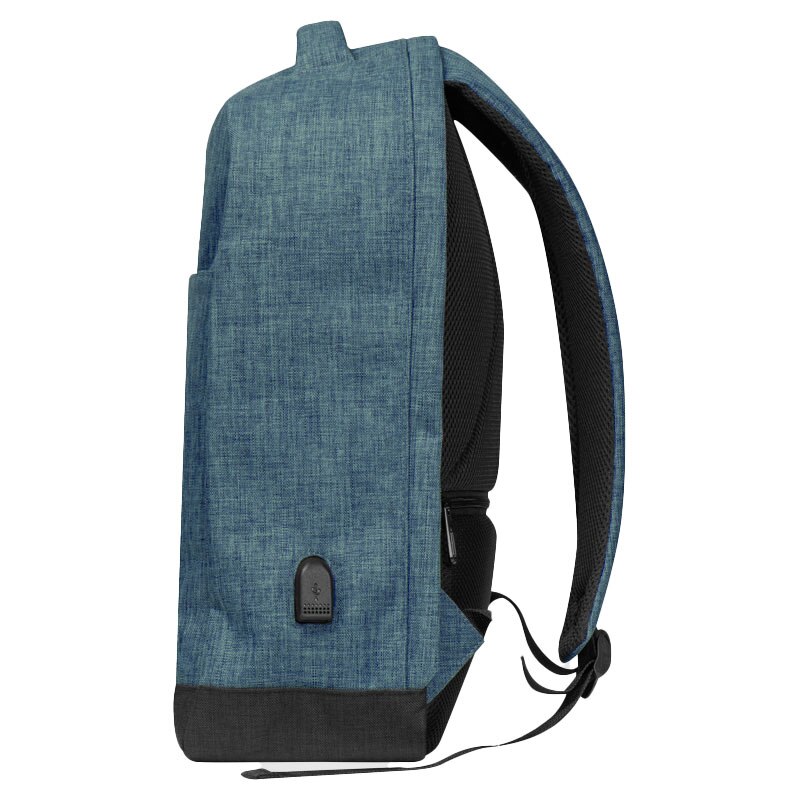 Rucsac Laptop, 16", 600 D, Piksel, cu port USB, albastru, buzunar antifurt