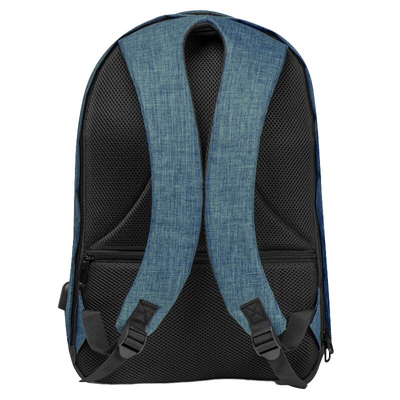 Rucsac Laptop, 16", 600 D, Piksel, cu port USB, albastru, buzunar antifurt