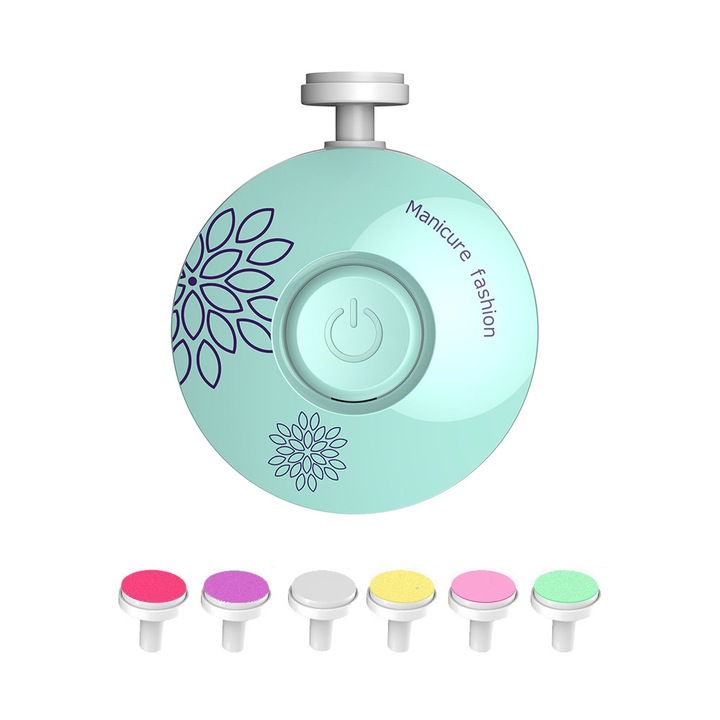 Set electric pentru tuns unghii pentru, LXNZUHN, 6 bucati de capete de slefuit, Potrivit pentru adulti si copii, 6.6 cm, Verde