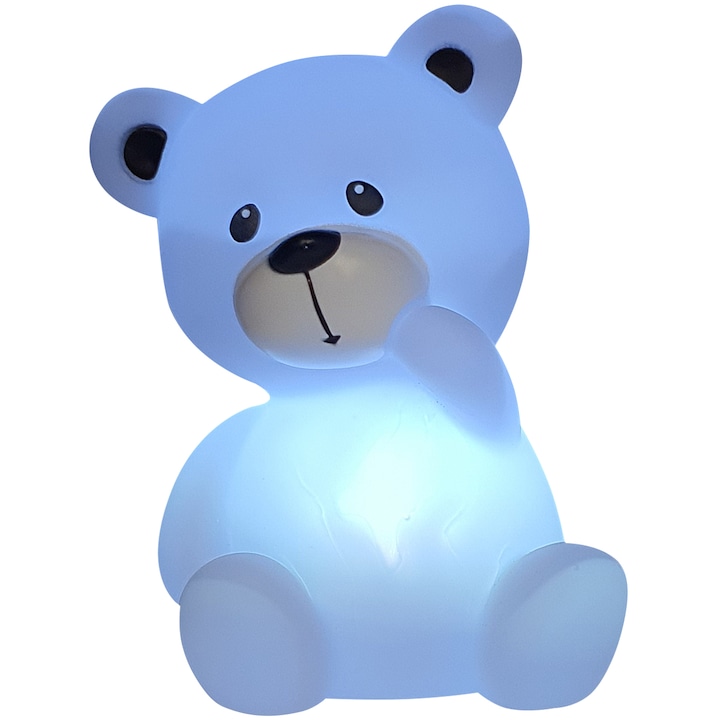 OEM Gyerek éjjeli lámpa, ütésálló, hordozható, könnyen tisztítható, elemek mellékelve, indigó