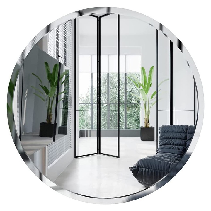 Кръгло огледало Callena, без рамка, фаска 2см, дебелина 5мм, 50х50 см