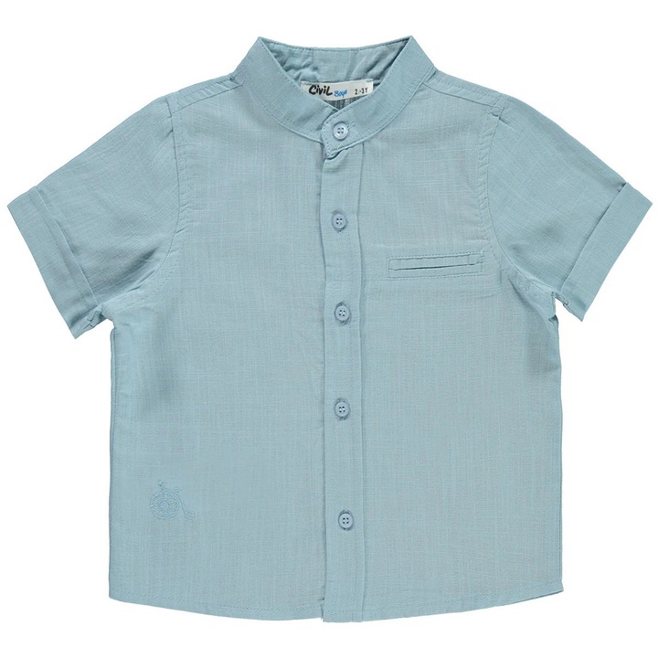 Camasa SOFT uni cu maneca scurta pentru copii/baietei, ERAKIDS, guler Mao, 100% bumbac premium, Multicolor