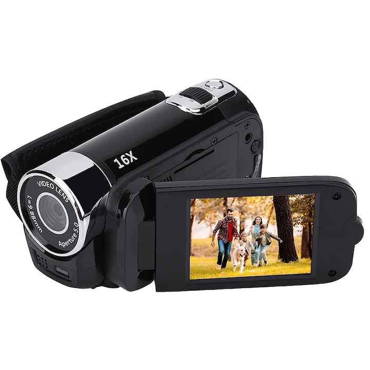 Цифрова видеокамера, Chucai, HD, LED, 16x цифрово увеличение, Черен