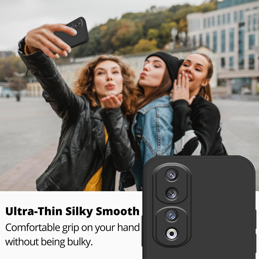 Husa Jelly Silicone Compatibil cu Honor 90, Interior de microfibra, Flexibila, Negru