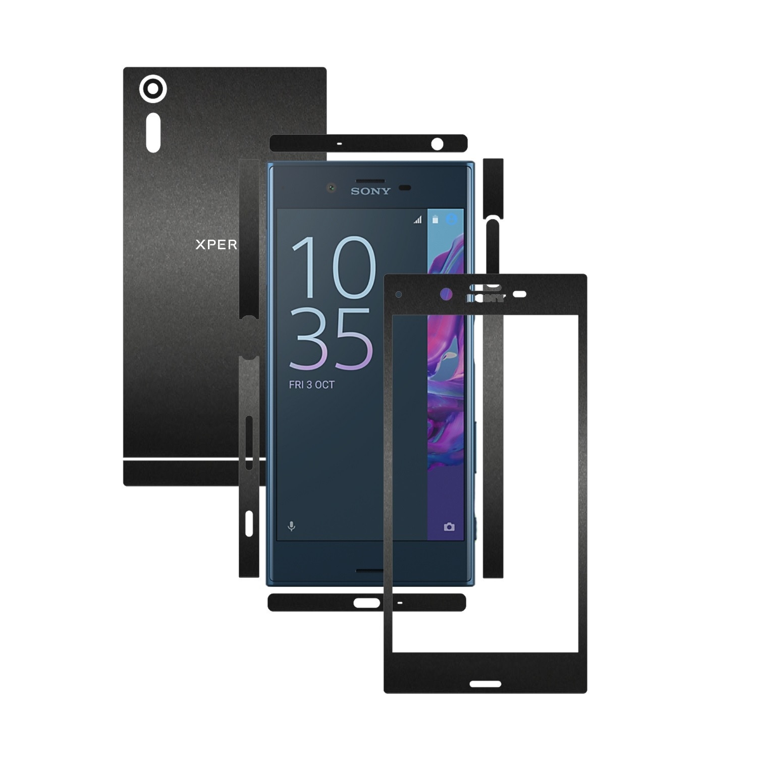 Folie de protectie Carbon Skinz, Husa de tip Skin Adeziv pentru Carcasa, Negru Mat dedicata Sony Xperia XZ