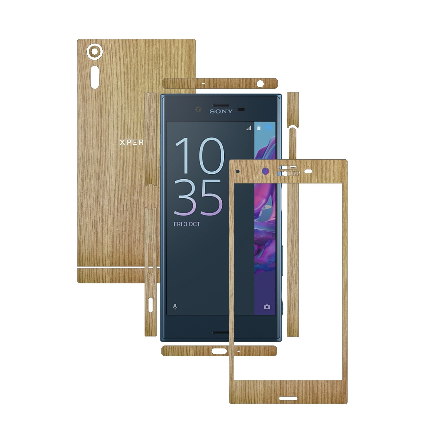 Folie de protectie Carbon Skinz, Husa de tip Skin Adeziv pentru Carcasa, Lemn Stejar dedicata Sony Xperia XZ