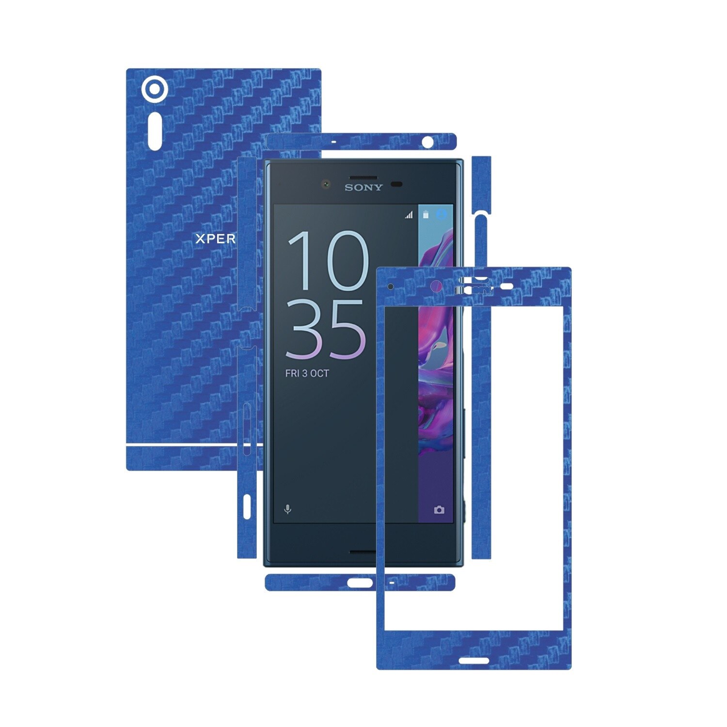 Folie de protectie Carbon Skinz, Husa de tip Skin Adeziv pentru Carcasa, Carbon Albastru dedicata Sony Xperia XZ