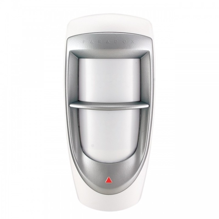 Detector de miscare exterior dual PIR, 11x11 metri, 90 grade, imunitate animale, suport inclus, Paradox DG85