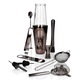 Bártender készlet, Whiskey Rocks, 11 darabos, ezüst/fekete