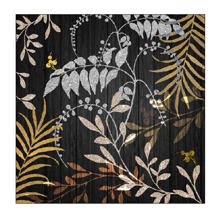 Set servetele de masa, 20 buc, 33x33 cm, Luxury leaves black, Ambiente