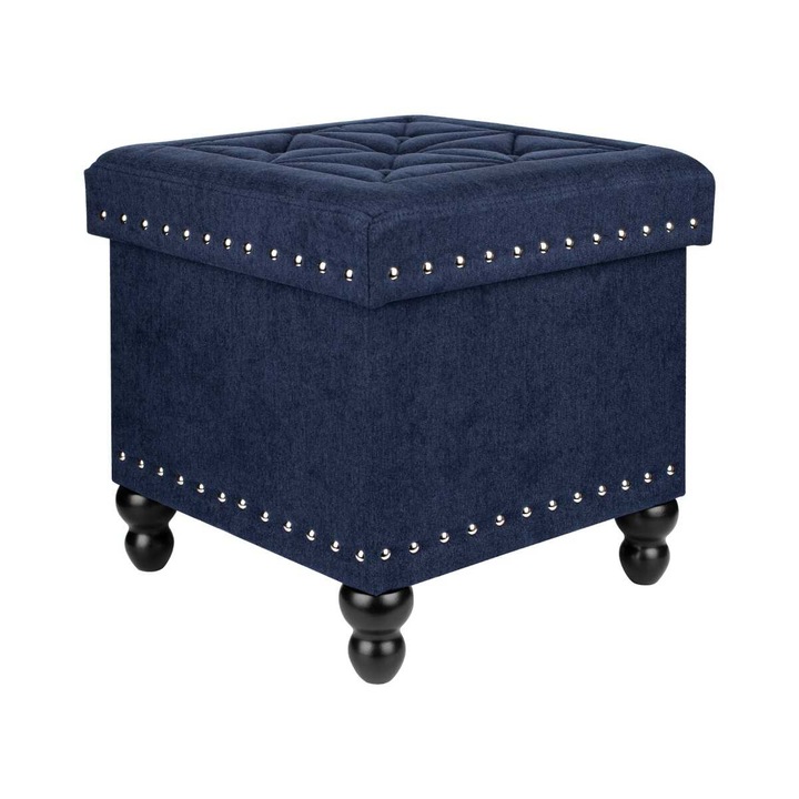 Табуретка JD01-019, Art Flame, Кадифе, Син, 400x410x410 мм