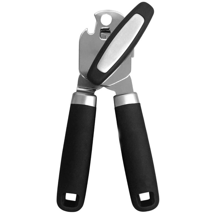 Ръчна отварачка за консерви Amtok, 19 x 4,7 см, С мека дръжка, Черен