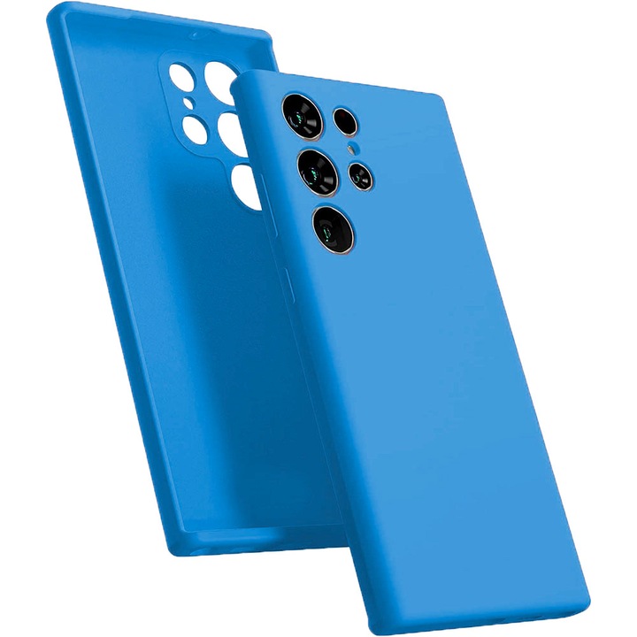 Védőburkolat, bársony belső, Samsung Galaxy S23 Ultra kompatibilis, FONIX BloomShield, szilikon, emelt élek, vékony, kék