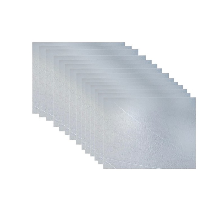 Комплект х 14 самозалепваща плоча за под или стена, At Performance, PVC, 60 X 60 см, каменно сива с бели ивици
