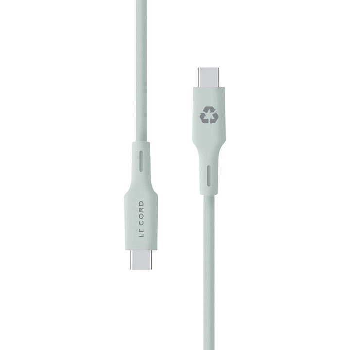Cablu 1.2m LECORD Minimalist Recycled, USB-C la USB-C, Pale Pine