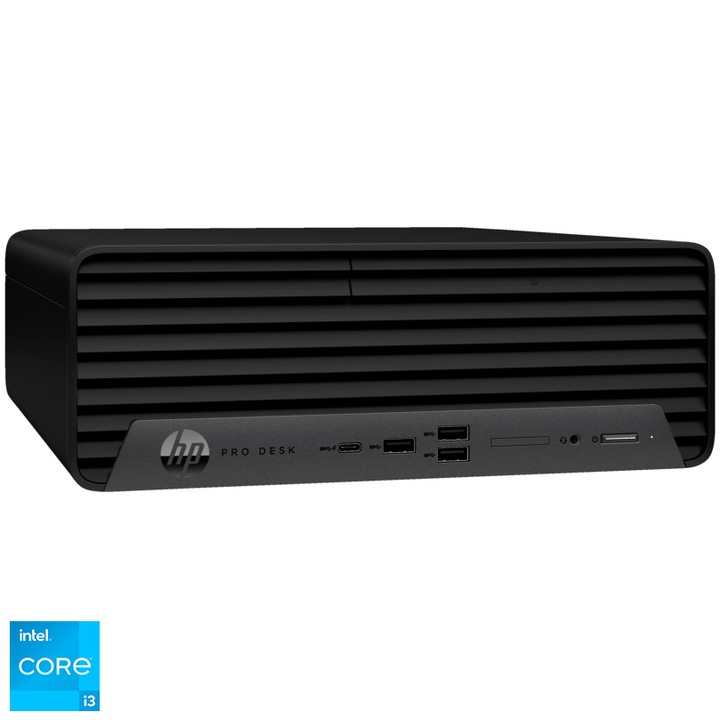 Sistem Desktop PC HP Elite SFF 400 G9 cu procesor Intel® Core™ i3-12100 pana la 4.30GHz, 8GB DDR4, 256GB SSD, Intel® UHD Graphics 730, Free DOS, Black