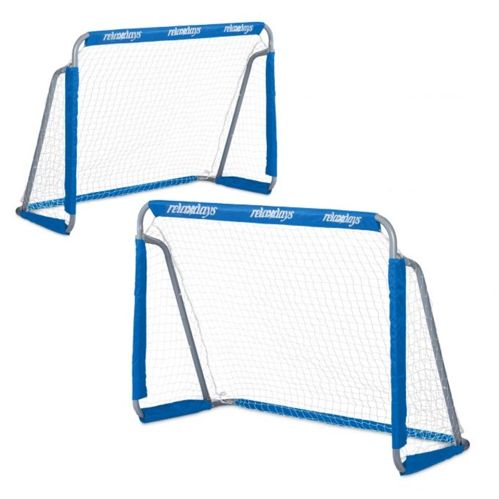 Set 2 porti de fotbal Relaxdays, albastru, 110 x 150 x 75 cm