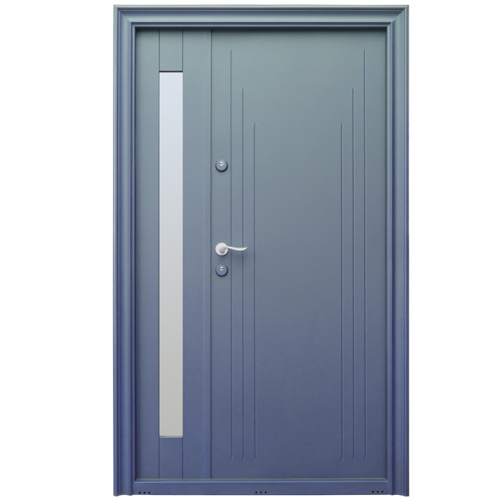 Usa metalica pentru exterior Tracia Tissia dubla, dreapta, gri antracit, RAL 7024, 205x120 cm