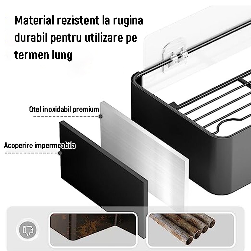 Set 2 rafturi baie, YWX, Fara perforare, Pentru depozitare/organizare ...