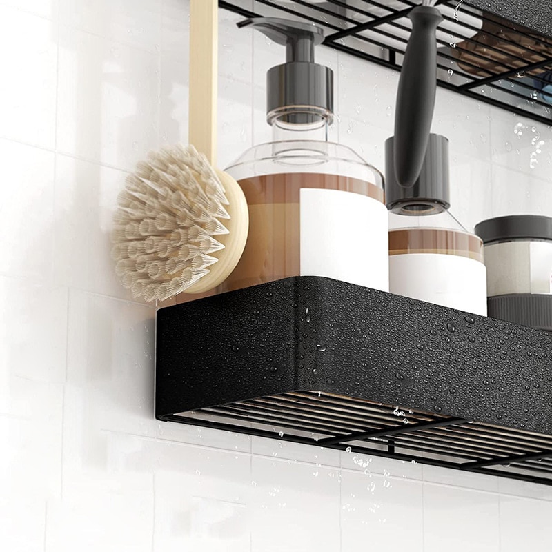 Set 2 rafturi baie, YWX, Fara perforare, Pentru depozitare/organizare ...