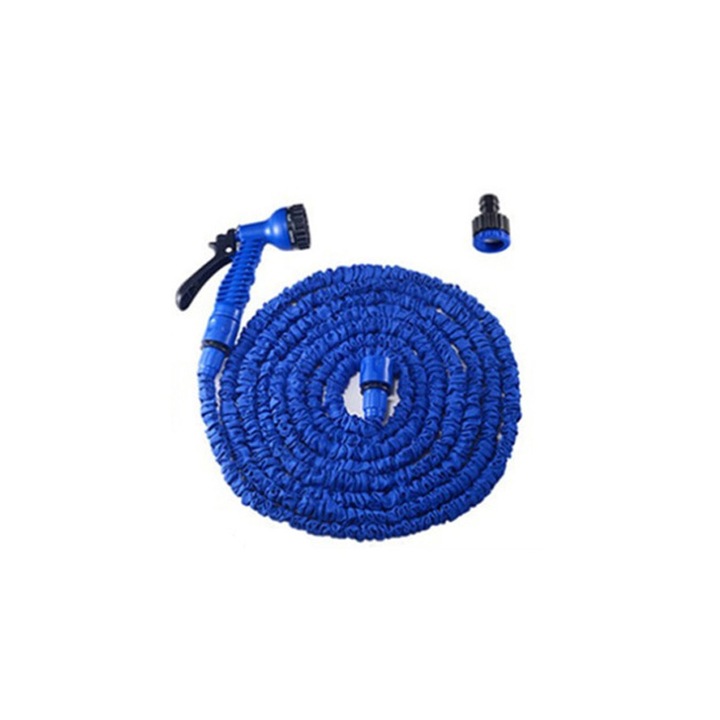 Pistol cu apa pentru spalare auto cu furtun, Telescopic de 3 ori, Presiune imbunatatita a apei, 7.5 m dupa telescopic de 25 FT, Albastru