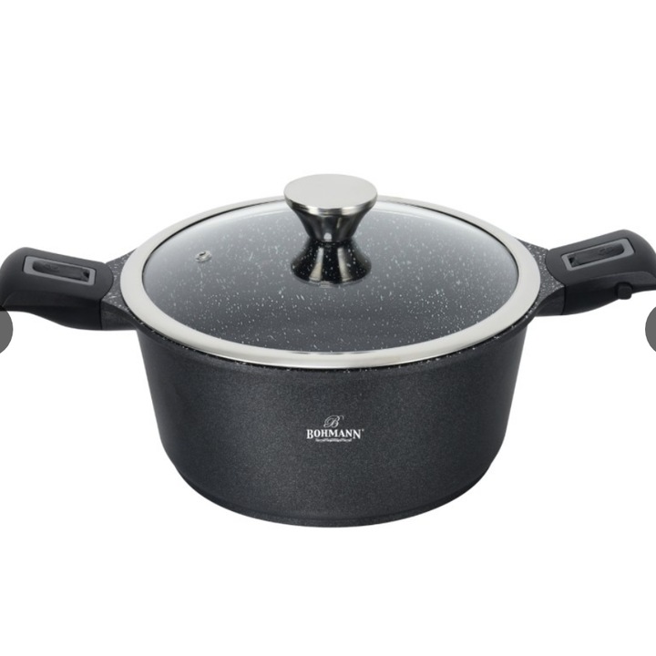 Cratita cu maner detasabil, 6.5litri, aluminiu turnat, Bohmann, suprafata antiaderenta, inclusiv inductie