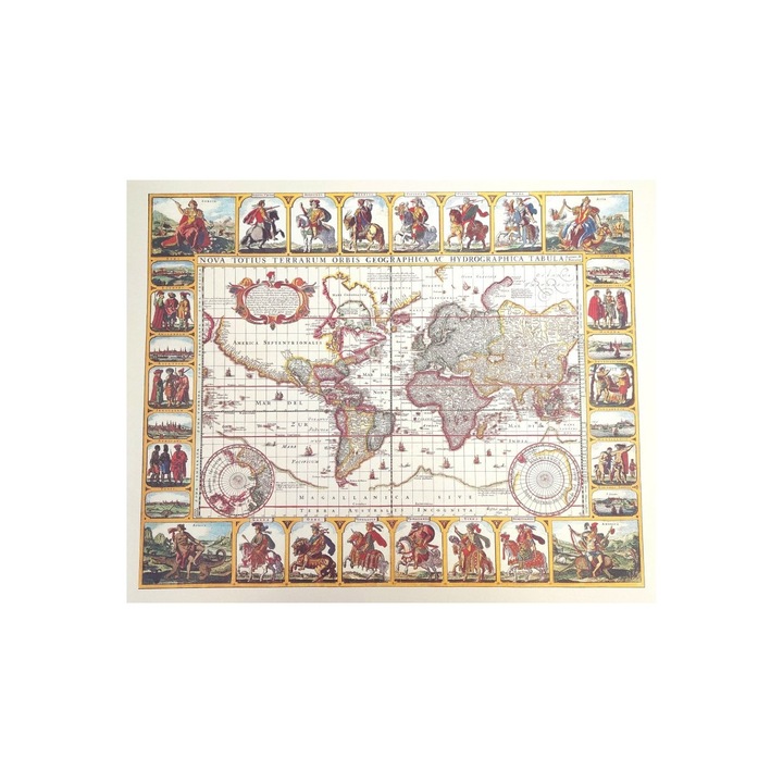 Harta lumii istorica Nova Totius Terrarum N. I. Piscator, 1652 - M1652