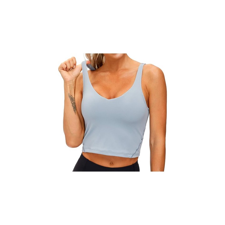 Bustiera sport comfortabile, Elastic, Fara sarma, M, Poliester/Spandex, Vaxiuja, Albastru