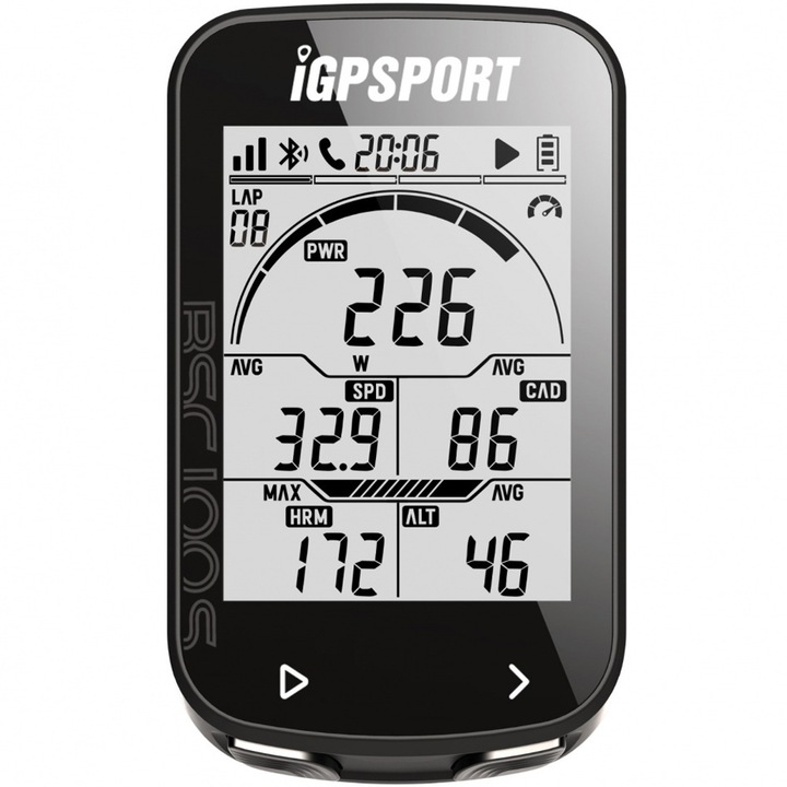 Велокомпютър iGPSPORT BSC100S, вграден GPS, Черен