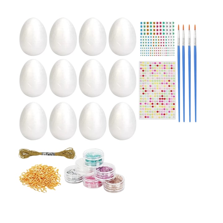 Hakotom húsvéti tojásfestő készlet, többszínű, polisztirol, műanyag/fém, 133 db