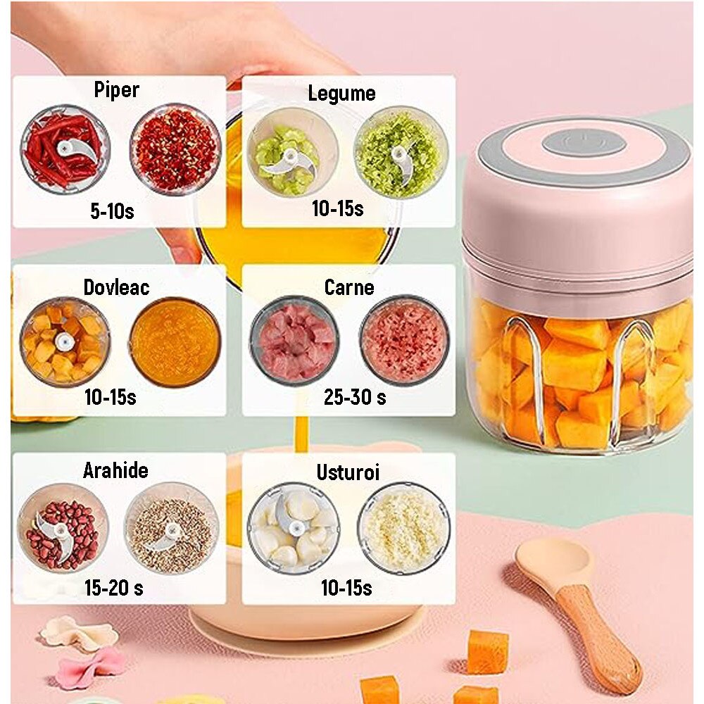 Mini tocator electric, Amtok, Pentru usturoi, legume, fructe, nuci ...