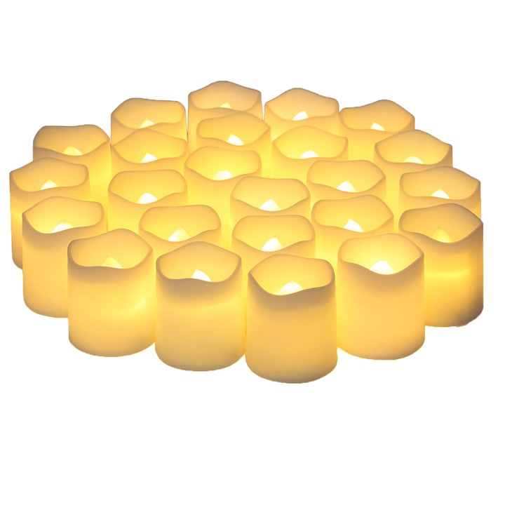Електрически свещи, MWAOWM, LED, 24 брой, Бял