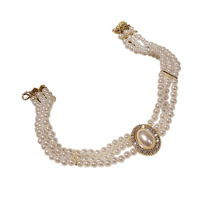Női nyaklánc, többrétegű Pearl Wedding Statement Choker party esküvőre