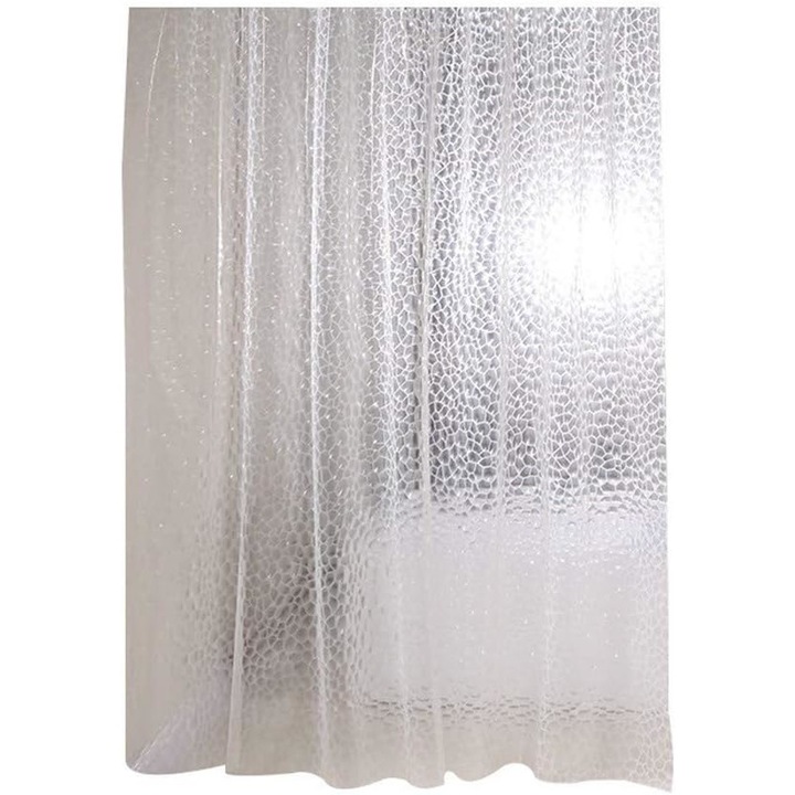 Perdea de baie cu efect 3D, Zola®, din PEVA, 12 carlige, 180x200 cm, alba