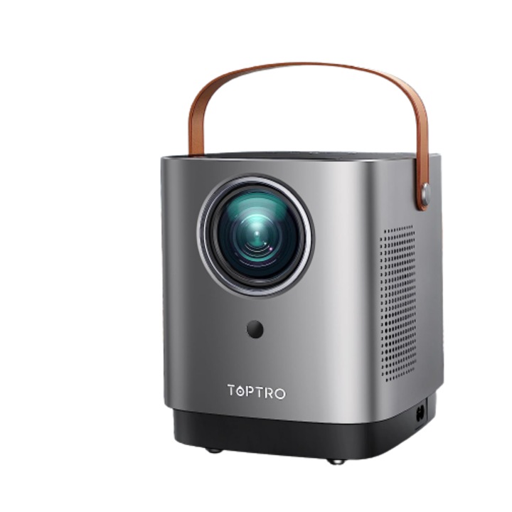 Мини видеопроектор TOPTRO, TR23, HD 1080P, 8000 лумена, 5G, WiFi, Bluetooth, Домашно кино, Сензорни бутони, Съвместим с TV Stick, HDMI, USB, PS4, X-Box, iOS/Android
