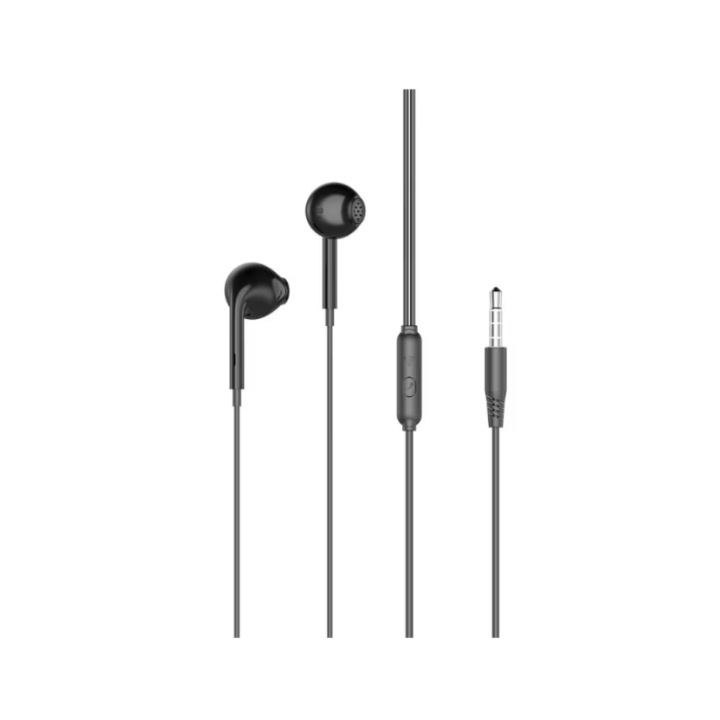 In-Ear XO-EP28 audio fejhallgató 3,5 mm-es Jack csatlakozóval, univerzális kompatibilitás, fekete