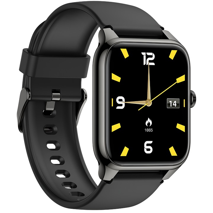 IdealStore Smartwatch, MiniWatch Collection, AMOLED HD 1,78 hüvelykes képernyő, Bluetooth hívás- és üzenetfogadás, pulzusfigyelés, hangasszisztens, hangszóróval és mikrofonnal, IP68, Android-IOS, fekete