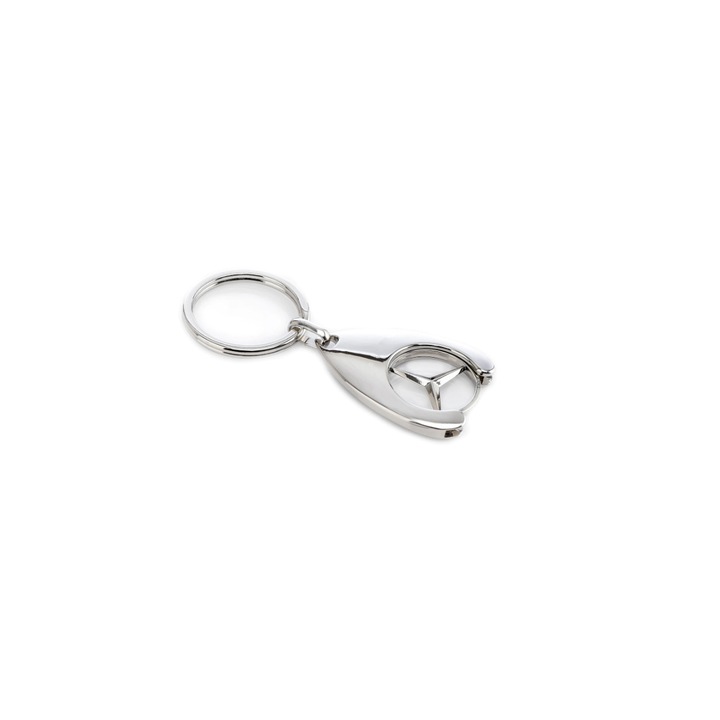 Kulcstartó eredeti Mercedes-Benz tokennel, 7,5 cm, ezüst