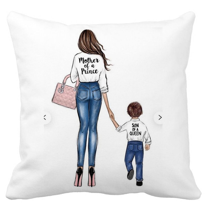 Herceg tér anyja díszpárna, 40x40 cm, fehér, matt, levehető huzat, fújtató