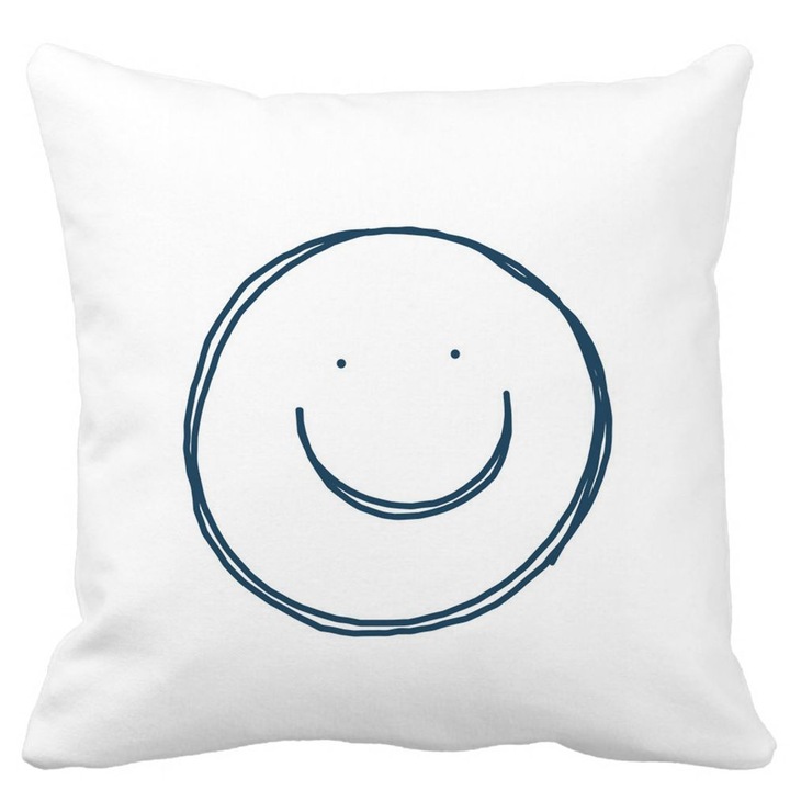 Square Mat Smiley Face dekoratív párnahuzat, 40x40 cm