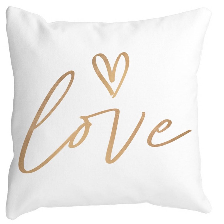 Mata Love Square dekoratív párnahuzat, 40x40 cm, levehető huzat, fújtató