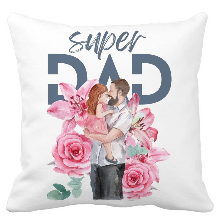 Fata de Perna Decorativa Patrata Mata Super DAD Fetite, 40x40 cm, Husa Detasabila, Burduf