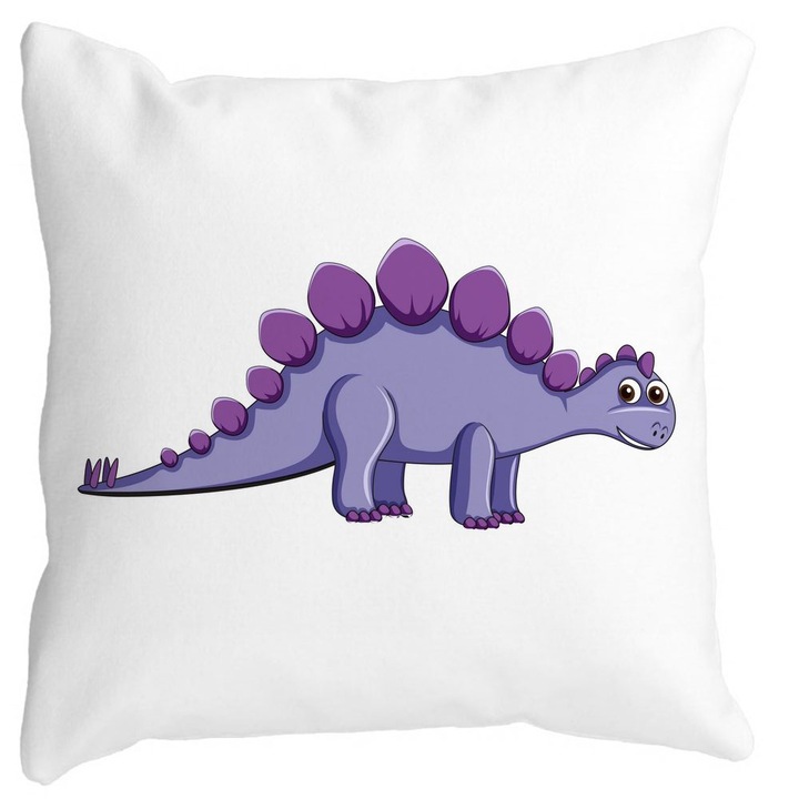 Dekoratív négyzet alakú párnahuzat Gyerekszőnyeg Lila dinoszaurusz, 40x40 cm, Levehető huzat, Fújtató
