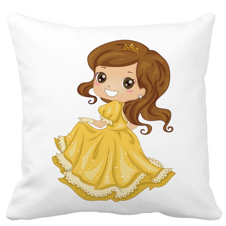 Dekoratív négyzet alakú szőnyeg Princess párnahuzat koronával, 40x40 cm