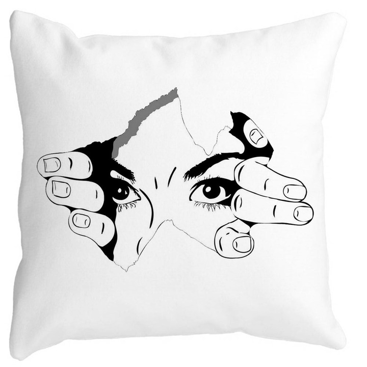 Mata Square dekoratív párnahuzat I see You, 40x40 cm, Levehető huzat, Fújtató