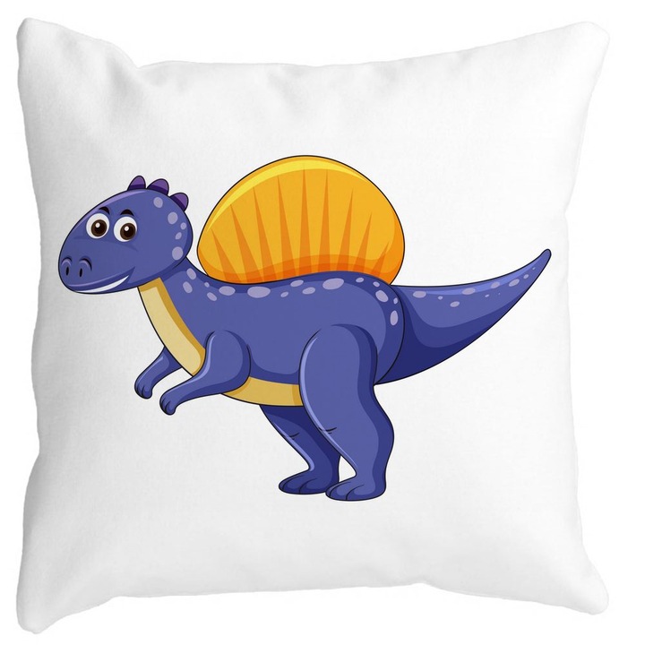 Négyzet alakú dekoratív párnahuzat gyermekszőnyeg dinoszaurusz sötétlila, 40x40 cm