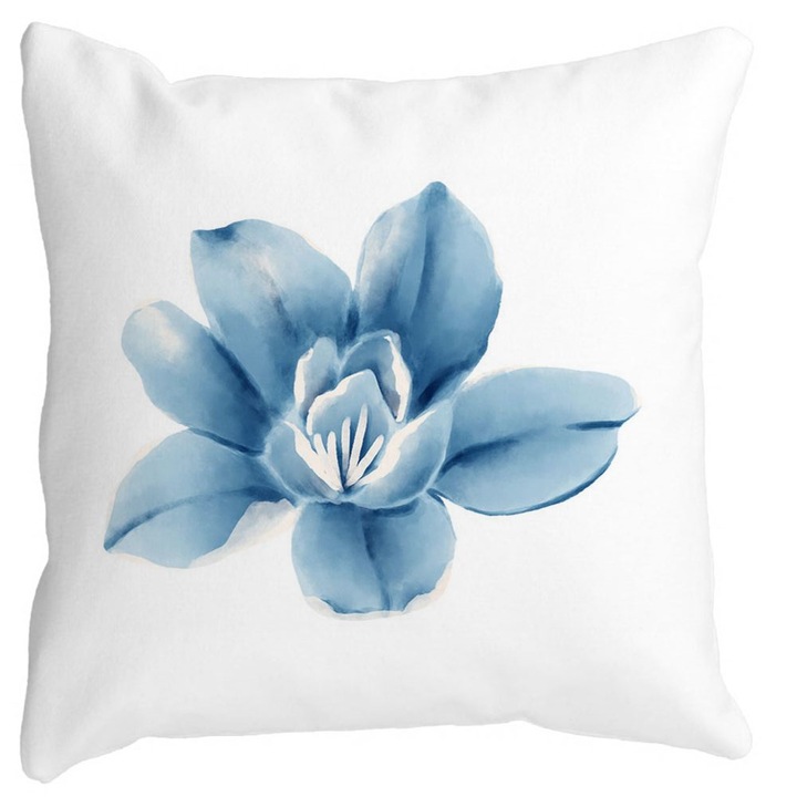 Négyzet alakú dekoratív szőnyeg Virágos kék virágos párnahuzat, 40x40 cm